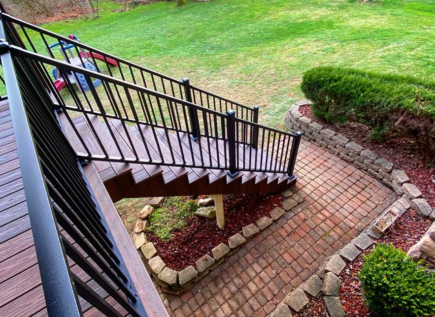 Large Patio Wooden Deck With Staircase